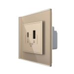 Priza USB-A + USB-C cu Rama Din Sticla LIVOLO - Serie Noua, auriu, VL-FCUA18W.UC18W-2AP-13
