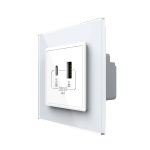 Priza USB-A + USB-C cu Rama Din Sticla LIVOLO - Serie Noua, alb, VL-FCUA18W.UC18W-2WP-11