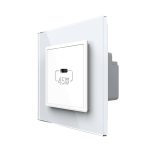 Priza USB Tip C Livolo cu Rama din Sticla, alb, VL-FCUC-2WP-11