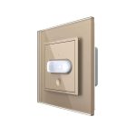Intrerupator senzor de miscare PIR Livolo cu rama din sticla, auriu, VL-FCU-2AP-13
