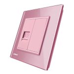 Priza internet Livolo cu rama din sticla, roz, VL-C791C-17