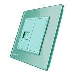 Priza internet Livolo cu rama din sticla, verde, VL-C791C-18