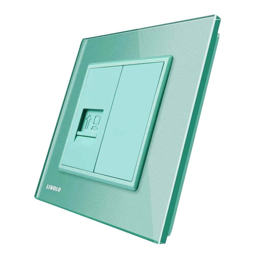 Priza internet Livolo cu rama din sticla, verde, VL-C791C-18