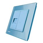 Priza internet Livolo cu rama din sticla, albastru, VL-C791C-19