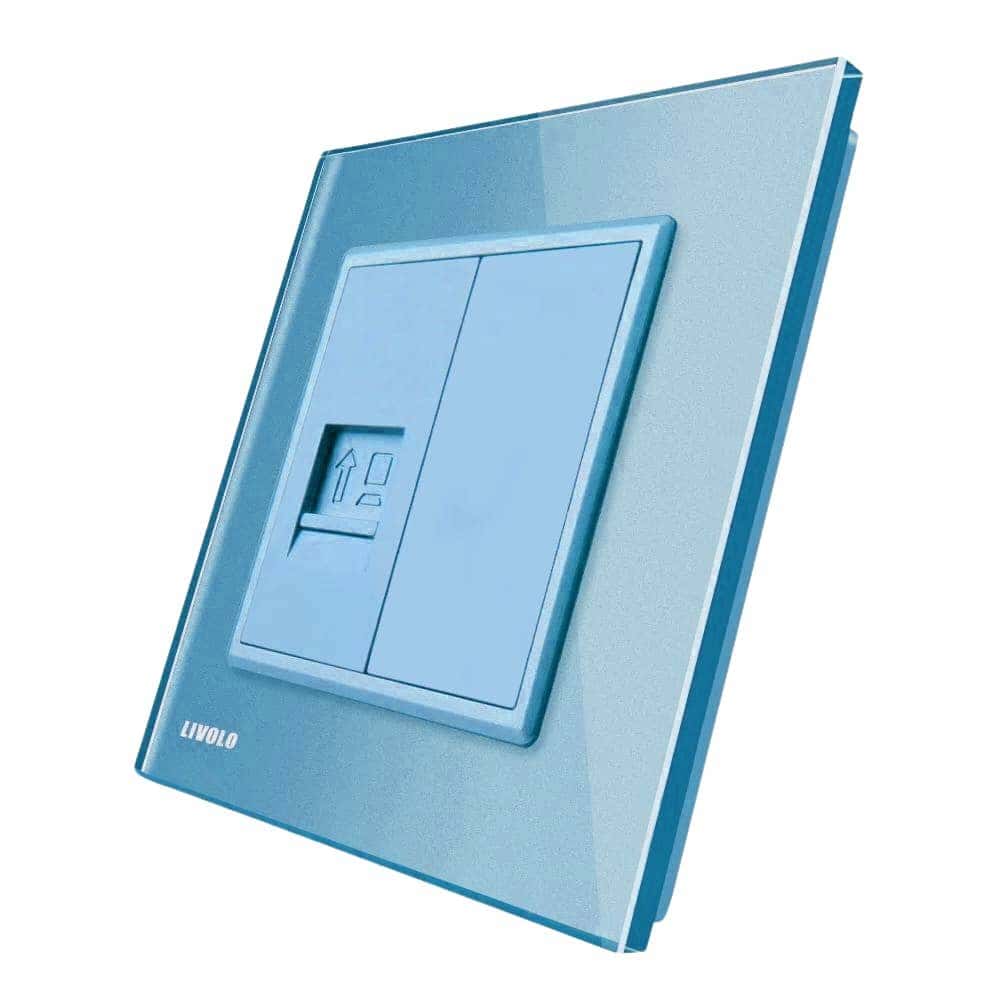 Priza internet Livolo cu rama din sticla, albastru, VL-C791C-19