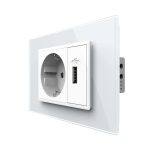 Priza simpla cu USB Livolo standard italian, alb, VL-C9C1EU1U-11