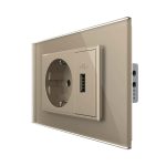 Priza simpla cu USB Livolo standard italian, auriu, VL-C9C1EU1U-13