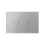 Intrerupator dublu cap scara/cruce cu touch Livolo din sticla - standard italian, gri, VL-FC2S-3G-15 - imagine 2