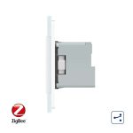 Intrerupator dublu cap scara / cap cruce, ZigBee + priza simpla Livolo ZigBee, rama din sticla, Control de pe telefon, alb, VL-C702SZ/C7-C1EUZ-11 - imagine 2