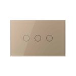 Intrerupator Triplu Cap Scara / Cruce Wi-Fi cu Touch LIVOLO, standard italian Serie Noua, auriu, VL-FC3SNY-3G-13 - imagine 2