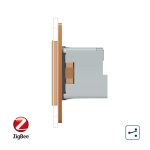 Intrerupator LIVOLO simplu ZigBee cap scara / cap cruce cu touch si 2 prize ZigBee din sticla, Control de pe telefon, auriu, VL-C701SZ/C7-C2EUZ-13 - imagine 2