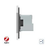 Intrerupator simplu cap scara / cap cruce ZigBee + priza simpla Livolo ZigBee, Rama din sticla, Control de pe telefon, gri, VL-C701SZ/C7-C1EUZ-15 - imagine 2