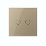 Intrerupator dublu cu revenire / contact uscat Livolo cu touch din sticla, auriu, VL-C702CH-13 - imagine 2