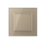 Intrerupator Dublu Mecanic Cap Cruce LIVOLO cu Rama din Sticla - Serie Noua, auriu, VL-2FCMM10A-A - imagine 2