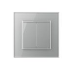 Intrerupator Dublu Mecanic Cap Cruce LIVOLO cu Rama din Sticla - Serie Noua, gri, VL-2FCMM10A-I - imagine 2