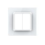 Intrerupator Dublu Mecanic Cap Cruce LIVOLO cu Rama din Sticla - Serie Noua, alb, VL-2FCMM10A-W - imagine 2