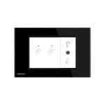 Intrerupator dublu + priza Livolo cu rama din sticla, Standard italian, negru, C9-782000211/1IT-82 - imagine 2