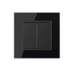 Intrerupator Dublu Mecanic LIVOLO cu Rama din Sticla - Serie Noua, negru, VL-2FCMKS-BP - imagine 2