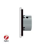 Intrerupator simplu + dublu cu touch Livolo din sticla, Protocol ZigBee, Control de pe telefonul mobil, negru, VL-C701Z/C702Z-12 - imagine 2