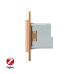 Intrerupator simplu ZigBee + priza simpla ZigBee, Livolo cu rama din sticla, Control de pe telefon, auriu, VL-C701Z/C7-C1EUZ-13 - imagine 2