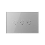 Intrerupator triplu cap scara / cruce cu touch Livolo din sticla, standard italian - Serie noua, gri, VL-FC3S-3G-15 - imagine 2