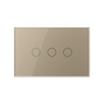 Intrerupator triplu cu touch Livolo din sticla, standard italian - Serie noua, auriu, VL-FC3-3G-13 - imagine 2