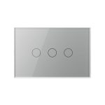 Intrerupator triplu cu touch Livolo din sticla, standard italian - Serie noua, gri, VL-FC3-3G-15 - imagine 2
