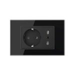 Priza dubla italiana Livolo cu rama din sticla - standard italian, negru, VL-C3C2IT-82 - imagine 2