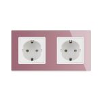 Priza dubla Livolo cu rama din sticla, roz, VL-C7C2EU-17 - imagine 2