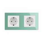 Priza dubla Livolo cu rama din sticla, verde, VL-C7C2EU-18 - imagine 2