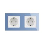 Priza dubla Livolo cu rama din sticla, albastru, VL-C7C2EU-19 - imagine 2