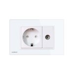 Priza simpla din rama de sticla Schuko cu TV Livolo, alb, VL-C9C1EU1V-11 - imagine 2