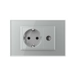 Priza simpla din rama de sticla Schuko cu TV Livolo, gri, VL-C9C1EU1V-15 - imagine 2