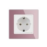 Priza simpla Livolo cu rama din sticla, roz, VL-C7C1EU-17 - imagine 2