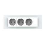 Priza tripla cu blank Livolo cu rama din sticla 6/7 module - standard Italian, alb, VL-C9-3C1EU-11 - imagine 2