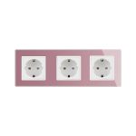 Priza tripla Livolo cu rama din sticla, roz, VL-C7C3EU-17 - imagine 2