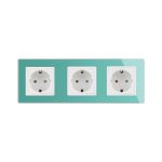 Priza tripla Livolo cu rama din sticla, verde, VL-C7C3EU-18 - imagine 2