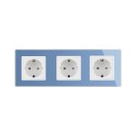Priza tripla Livolo cu rama din sticla, albastru, VL-C7C3EU-19 - imagine 2