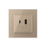 Priza USB-A + USB-C cu Rama Din Sticla LIVOLO - Serie Noua, auriu, VL-FCUA18W.UC18W-2AP-13 - imagine 2