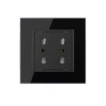 Priza dubla module inguste Livolo cu rama din sticla - standard german, negru, VL-C9-C2IT-12 - imagine 2