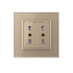 Priza dubla module inguste Livolo cu rama din sticla - standard german, auriu, VL-C9-C2IT-13 - imagine 2