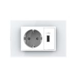 Priza simpla cu USB Livolo standard italian, alb, VL-C9C1EU1U-11 - imagine 2