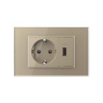 Priza simpla cu USB Livolo standard italian, auriu, VL-C9C1EU1U-13 - imagine 2