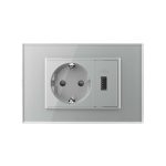 Priza simpla cu USB Livolo standard italian, gri, VL-C9C1EU1U-15 - imagine 2