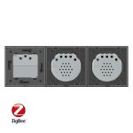 Intrerupator LIVOLO simplu+simplu ZigBee cu touch si priza din sticla ZigBee, Control de pe telefon, gri, VL-C701Z/C701Z/C7-C1EUZ-15 - imagine 3