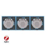 Intrerupator cu touch simplu+simplu+dublu LIVOLO din sticla, Protocol ZigBee, Control de pe telefon, albastru, VL-C701Z/C701Z/C702Z-19 - imagine 2