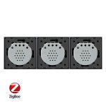Intrerupator dublu+dublu+dublu cu touch Livolo din sticla, Protocol ZigBee, Control de pe telefon, negru, VL-C702Z/C702Z/C702Z-12 - imagine 3