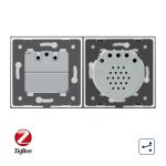 Intrerupator dublu cap scara / cap cruce, ZigBee + priza simpla Livolo ZigBee, rama din sticla, Control de pe telefon, alb, VL-C702SZ/C7-C1EUZ-11 - imagine 3