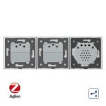 Intrerupator LIVOLO simplu ZigBee cap scara / cap cruce cu touch si 2 prize ZigBee din sticla, Control de pe telefon, alb, VL-C701SZ/C7-C2EUZ-11 - imagine 3