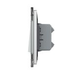 Intrerupator Simplu Mecanic Cap Cruce, 2 Module LIVOLO cu Rama din Sticla - Serie Noua, gri, VL-FCMM10A-2IP - imagine 3